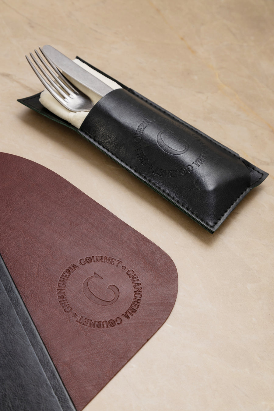 Eco-leather line cutlery bag