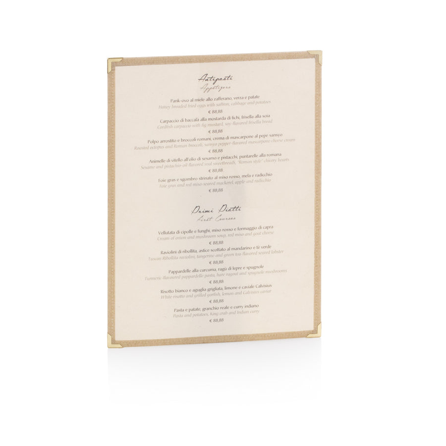 American double-sided menu